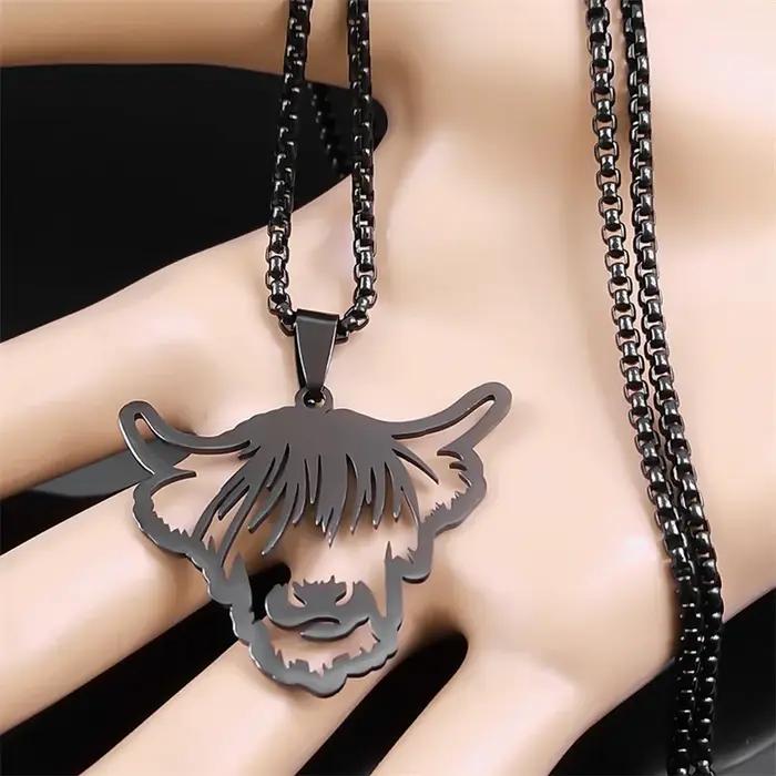 Collier Tête de Vache en Acier Inoxydable pour Homme et Femme