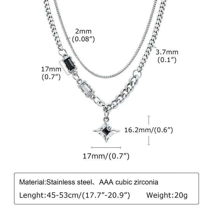 Collier ras du cou à breloques étoile noire pour homme et femme, acier inoxydable, bijoux à double l