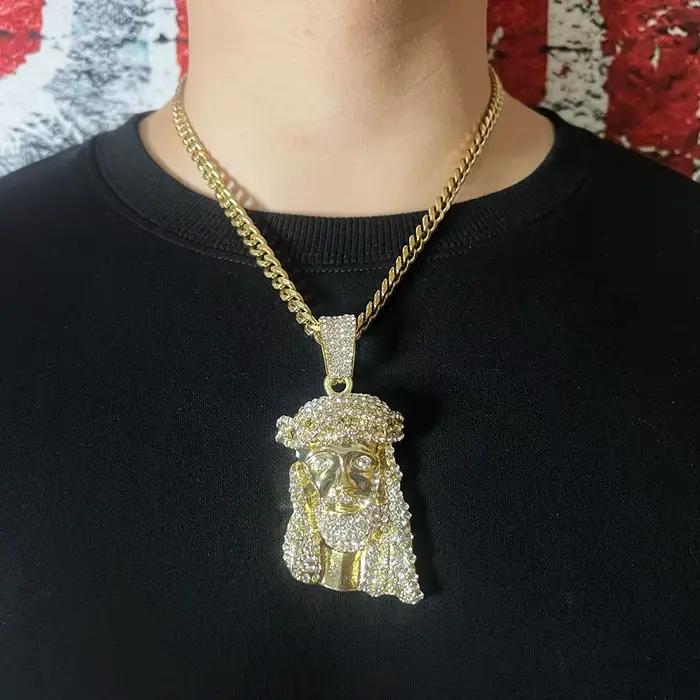 ULJ hommes Hip Hop rappeur populaire collier cléopâtre religieux jésus Portrait pendentif pour femmes chaîne cubaine bijoux