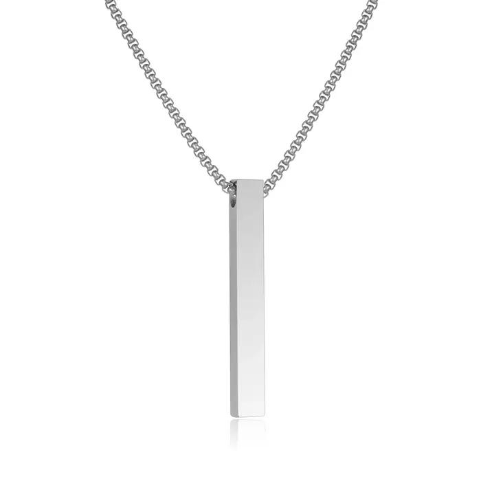 Collier pilier pour hommes et femmes, pendentif de barre 3D en acier inoxydable, minimaliste, Simple