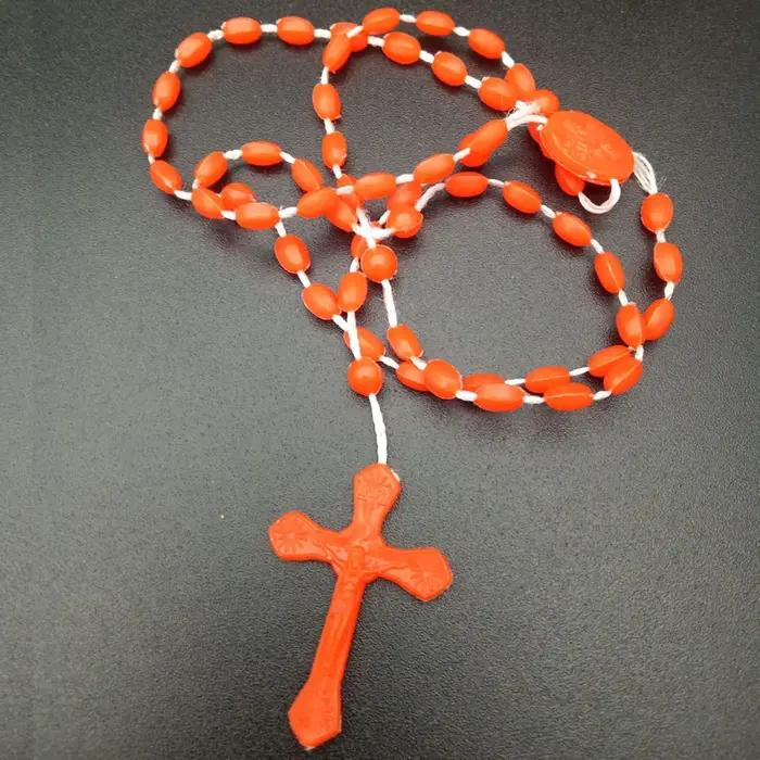 Collier chapelet plonger oyant, croix catholique en plastique, religieux Shoous