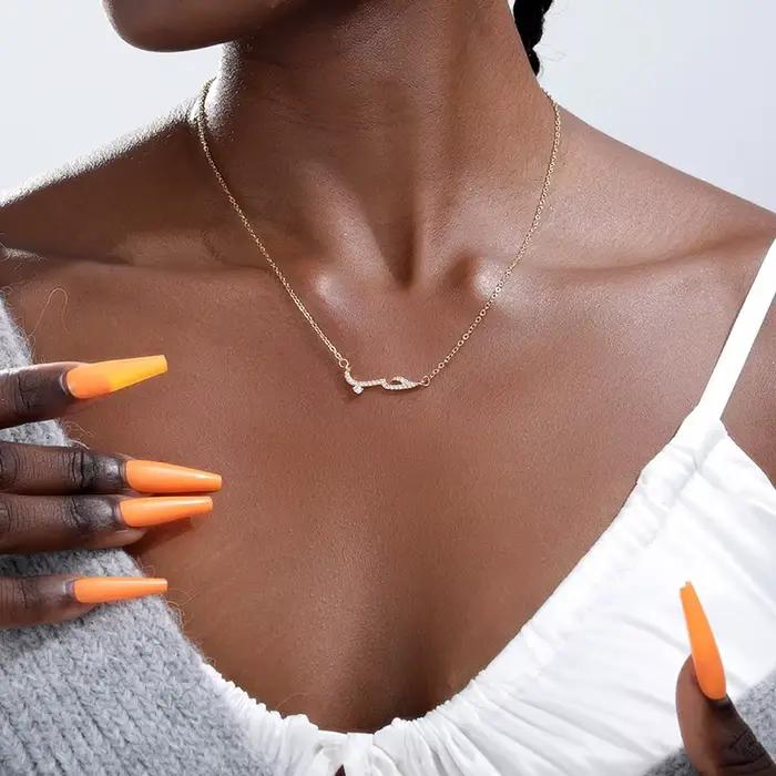 Collier en Acier Inoxydable avec Pendentif en Clip Arabe Rempli de Rose, Bijoux de Demoiselle d'Honneur, Cadeau pour Femme