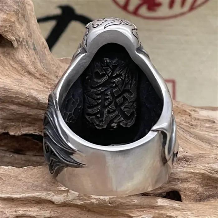Fidélité rectitude général Guan Yu bague hommes bijoux Vintage Relief nuages de bon augure anneau mâle doigt accessoires taille ouverte