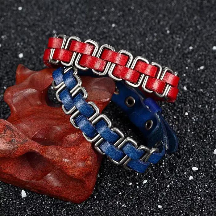 MKENDN – Bracelet en cuir tressé tricoté à la main pour hommes