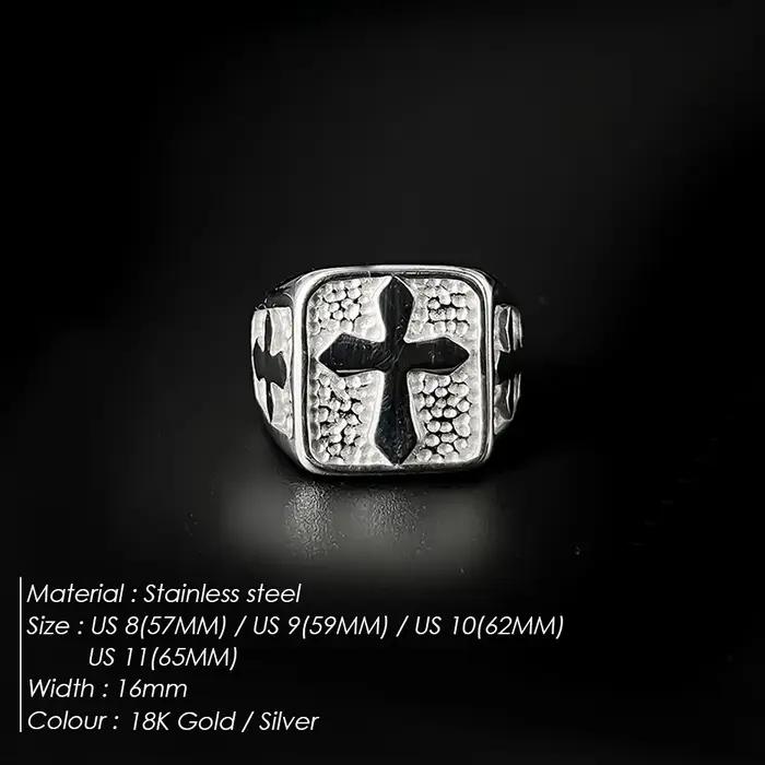Bague Chevalière Rétro en Acier Inoxydable Plaquée Or 18 Carats Style Punk Gothique pour Homme Occasions Spéciales