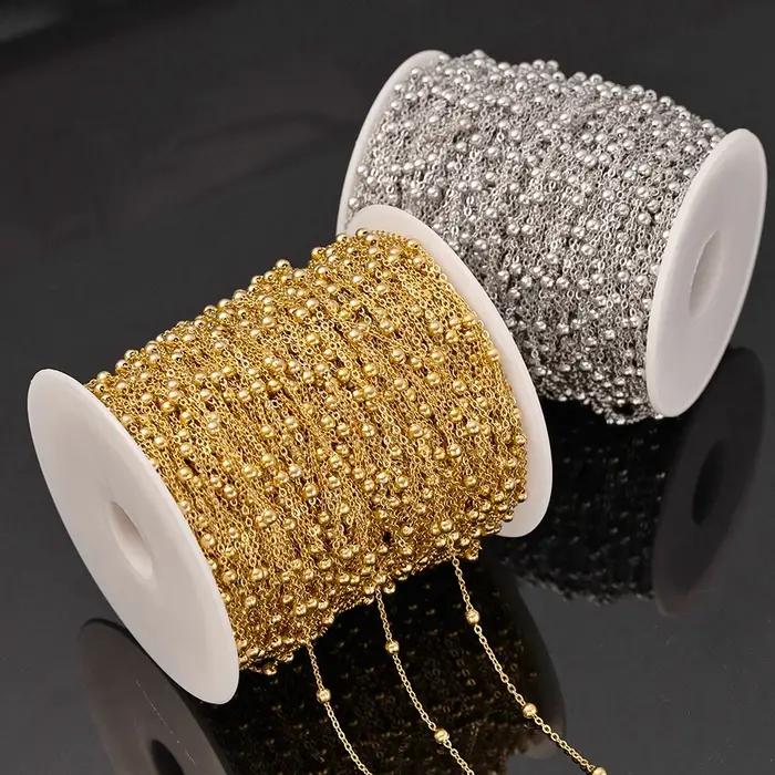 Chaînes de perles boule dorée en acier inoxydable de 2 mètres