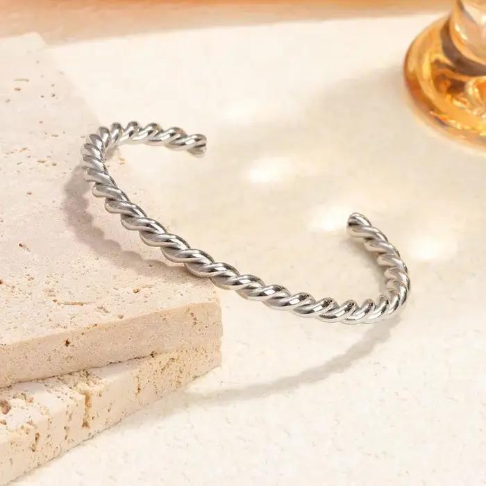 Bracelets en acier inoxydable pour hommes et femmes, couleur or, chaîne torsadée, bijoux à porter su
