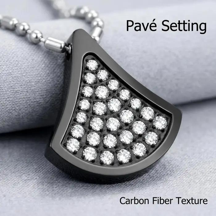 Collier pendentif éventail en acier inoxydable 316L plaqué PVD noir