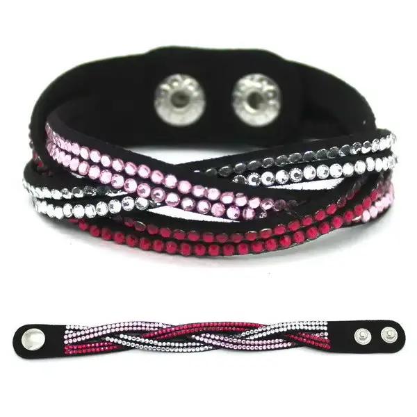XQNI nouvelle mode Bracelet en cristal Bracelets en cuir Style européen réglable strass classique