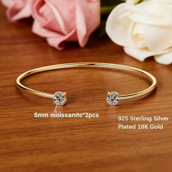 BXINY – bracelets Moissanite 2 pierres 5mm