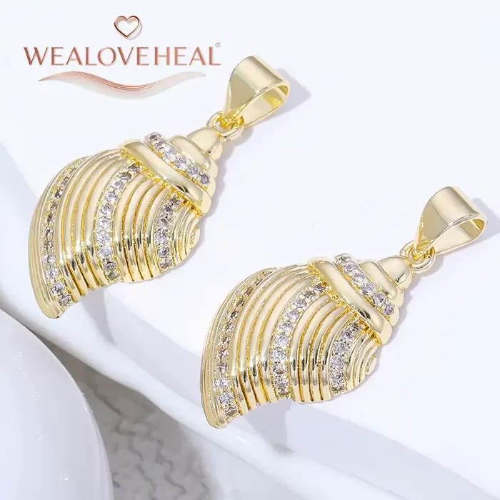 Charmes en laiton plaqué or 18K avec zircon cubique style océan pour création de bijoux DIY femmes occasions spéciales