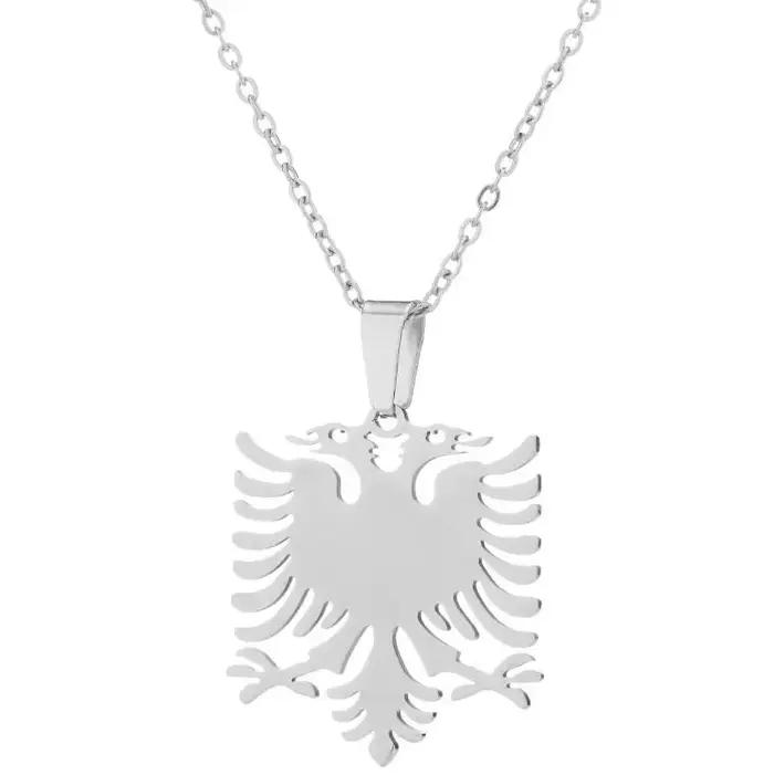 Collier avec pendentif aigle albanais en acier inoxydable or/argent pour femmes et filles occasions spéciales anniversaires mariage