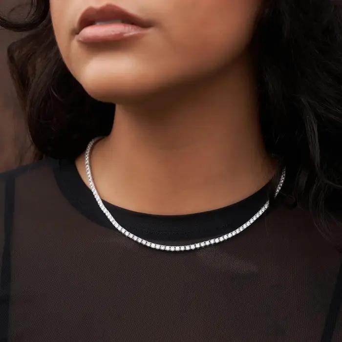 Collier chaîne de Tennis pour homme et femme, bijou scintillant avec pierres de zircone cubique 5A, idéal pour les occasions spéciales et le style hiphop rock