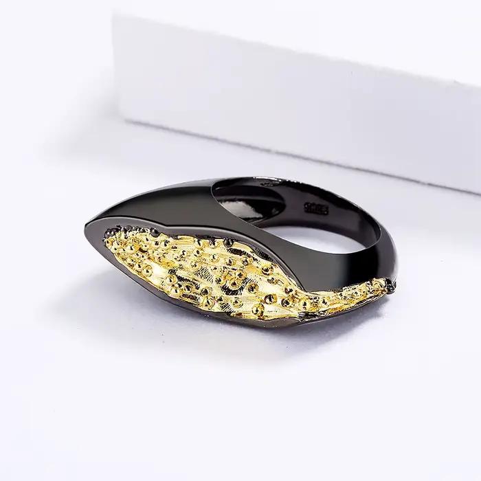 Bague créative géométrique or noir
