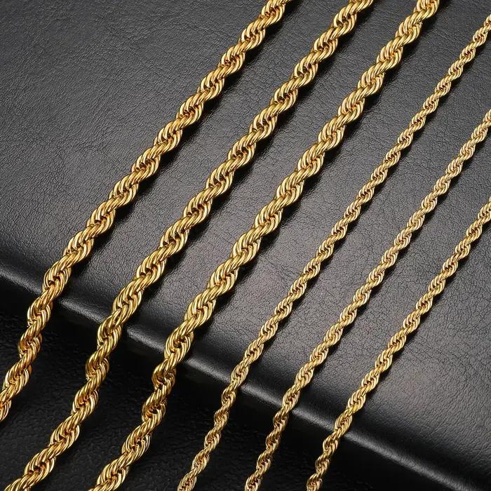 Collier ras-de-cou en chaîne torsadée en or 18 carats 4 mm pour homme et femme