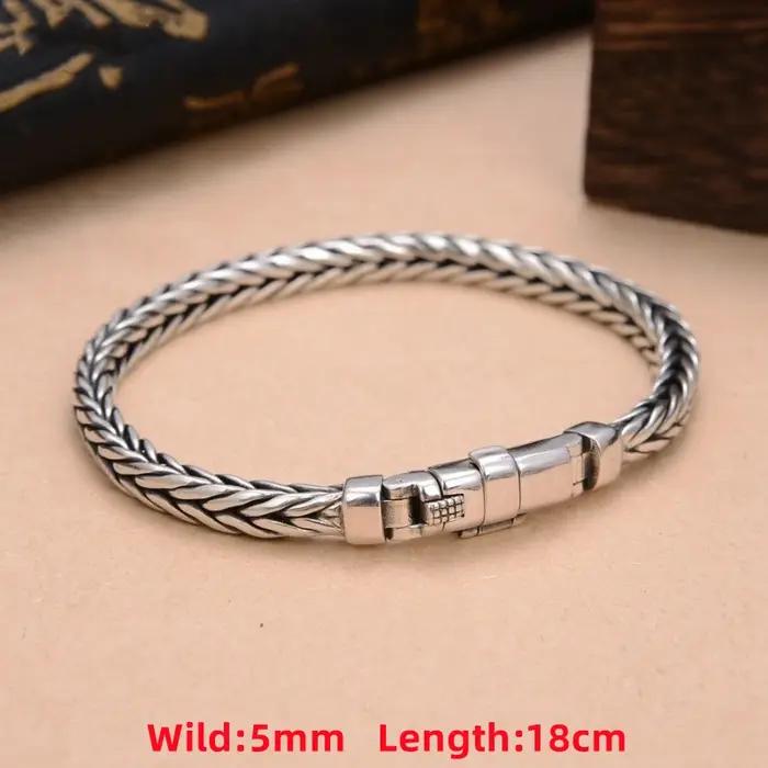 Bracelets en argent massif S925 tissé à la main, prix d'usine, Style rétro dominateur, quille de per