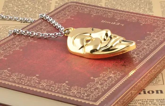 Collier à pendentif en forme de visage doré unisexe pour homme et femme bijou mode suivi de l'humeur pour parties et événements spéciaux