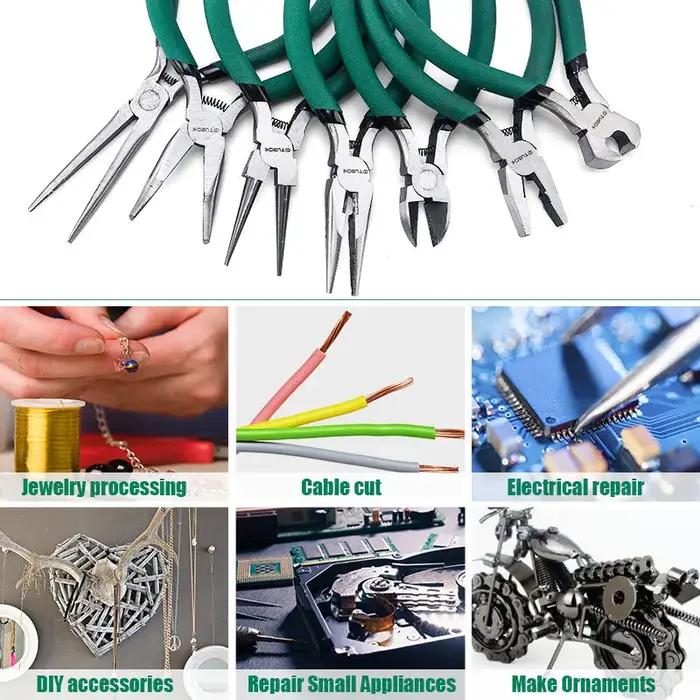 Outils de fabrication de bijoux avec pinces à bec effilé/pinces à bec rond/pinces à bec carré et coupe-fils pour la