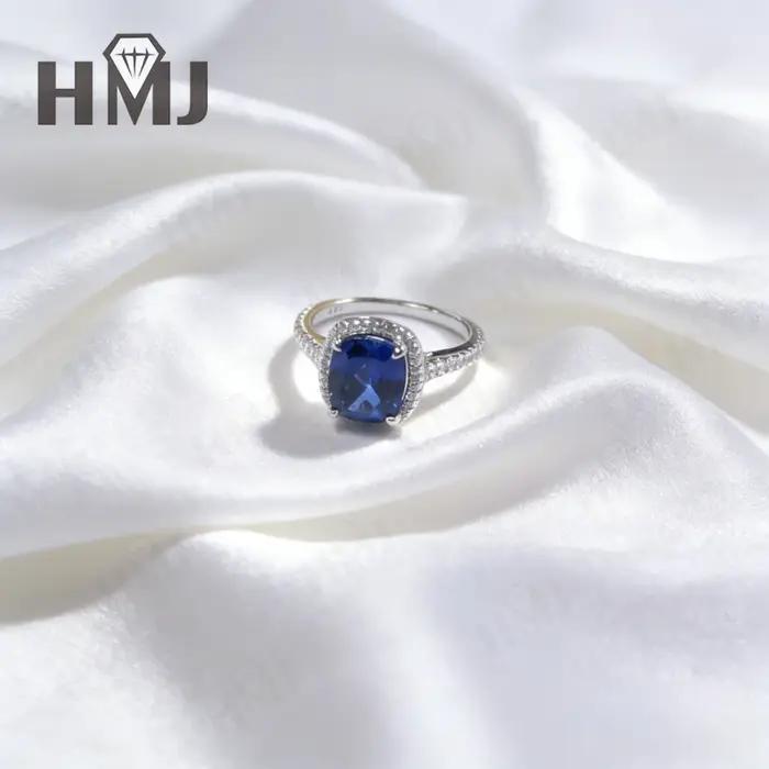 Bague HMJ en argent sterling 925 sertie d'émeraude/saphir/rubis de Colombie labellisée pour occasions spéciales et cadeaux de prestige pour femmes