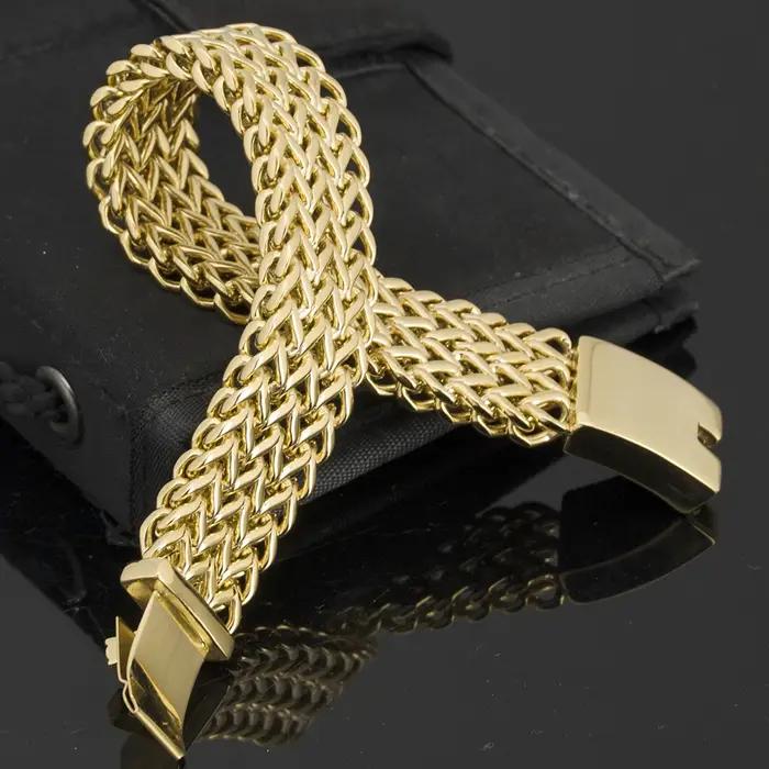 Bracelet de luxe couleur or jaune pour hommes