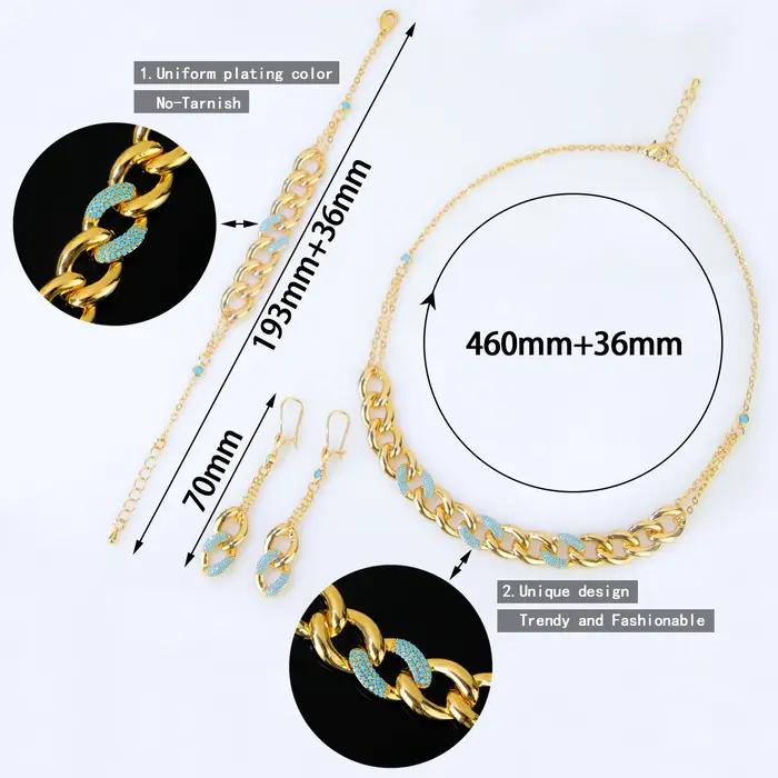 Ensemble de bijoux couleur or italien plaqué or 21 carats