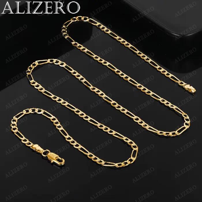 ALIZERO 18K or 4MM Figaro chaîne collier pour femmes hommes mode Hip Hop Punk colliers bijoux en gros 40-75 cm