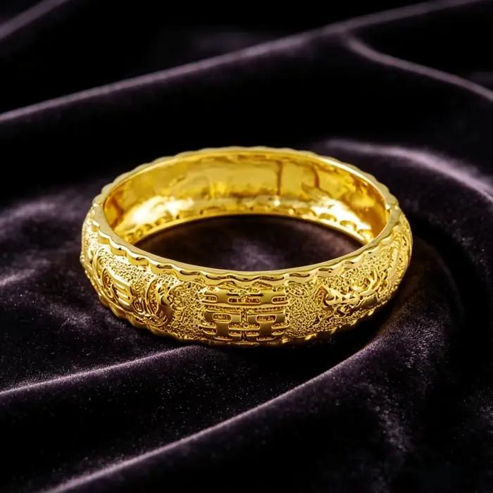 Bracelet en or véritable 24K, Bracelet Hi Word plaqué or pour bijoux cadeaux de mariage pour femmes
