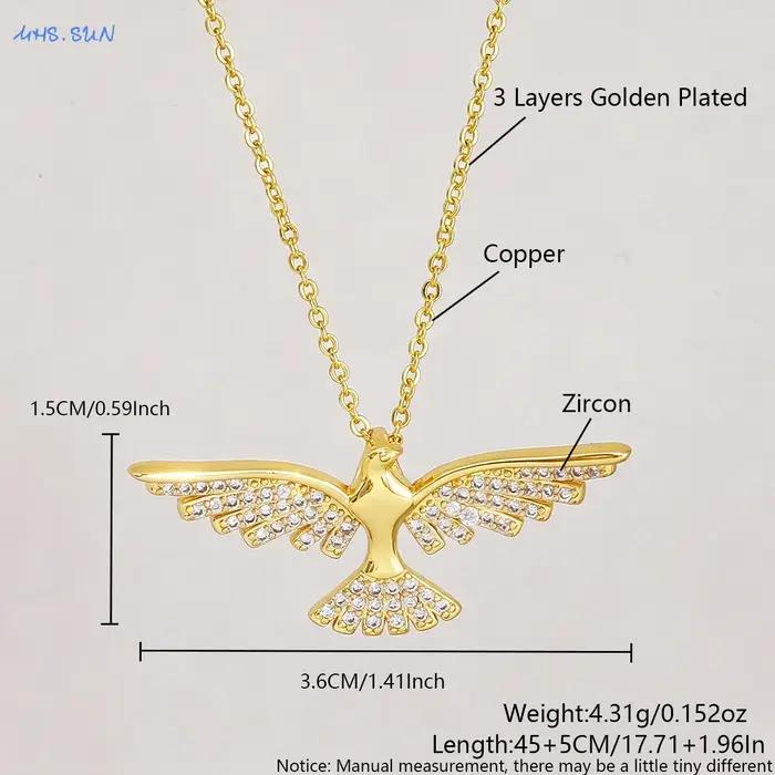 SUNSLL – collier avec pendentif oiseau de l'Esprit Saint plaqué or pour femmes et hommes