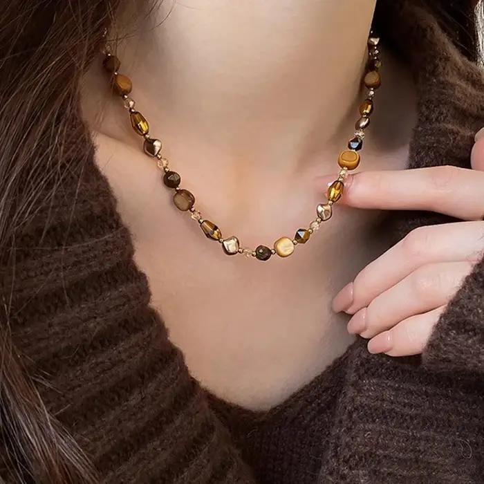 Collier de perles de pierre naturelle Maillard pour femme