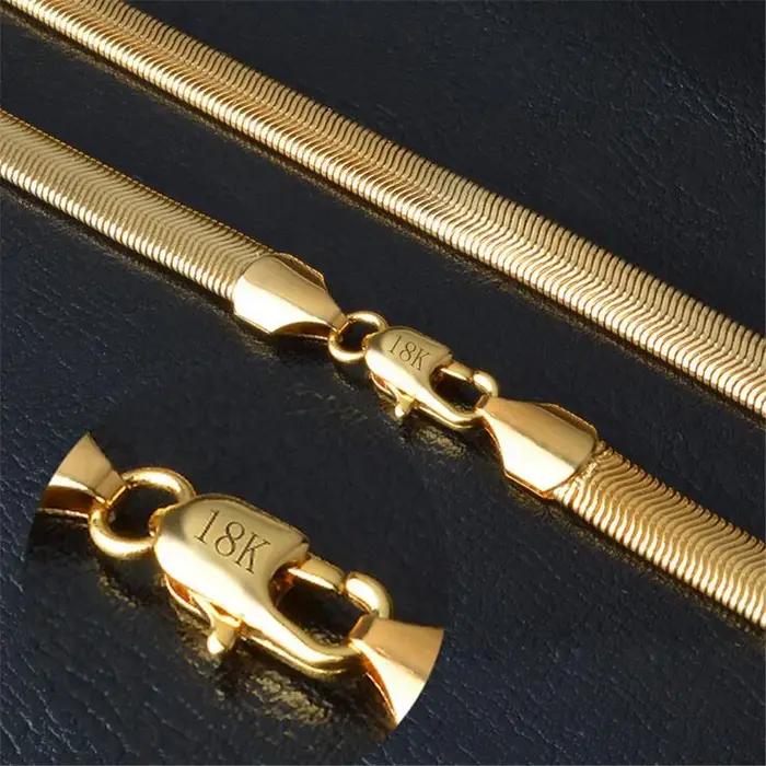 Collier JORough en or pour homme, collier long, bijoux fantaisie, vente en gros, 18 K, 6mm, 50cm, 20