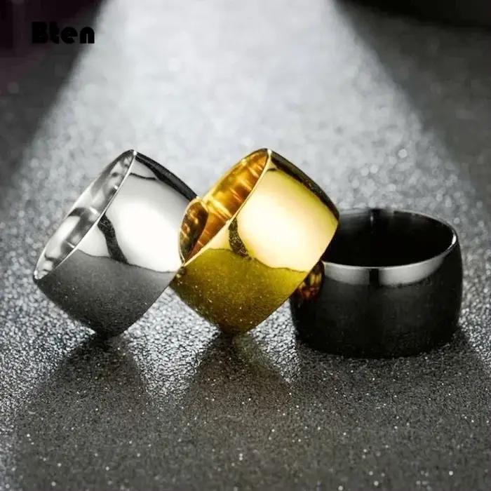 Bten mode charme bijoux bague hommes en acier inoxydable noir anneaux pour femmes