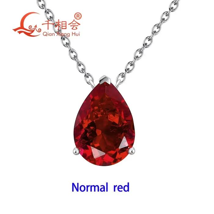 Collier pendentif en argent 925 en forme de poire, 7ct10x14mm, bleu royal/bleu volaille, créé en lab