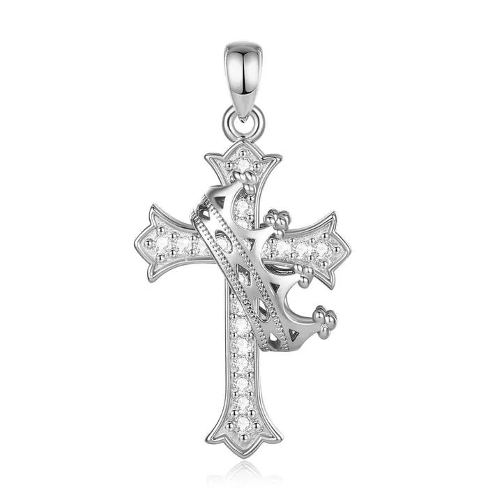 Collier croix couronne en cuivre classique unisexe symbole de foi pour femmes et hommes occasions religieuses et familiales
