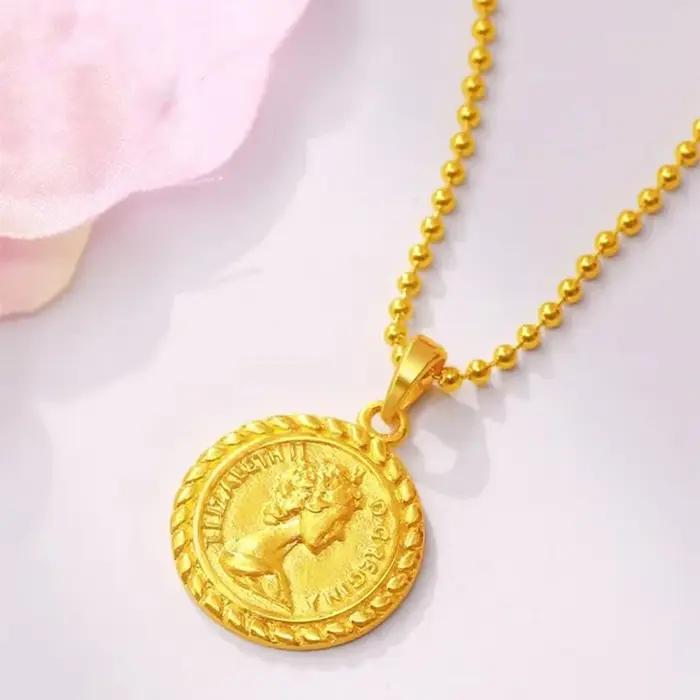 Collier double face en laiton plaqué or