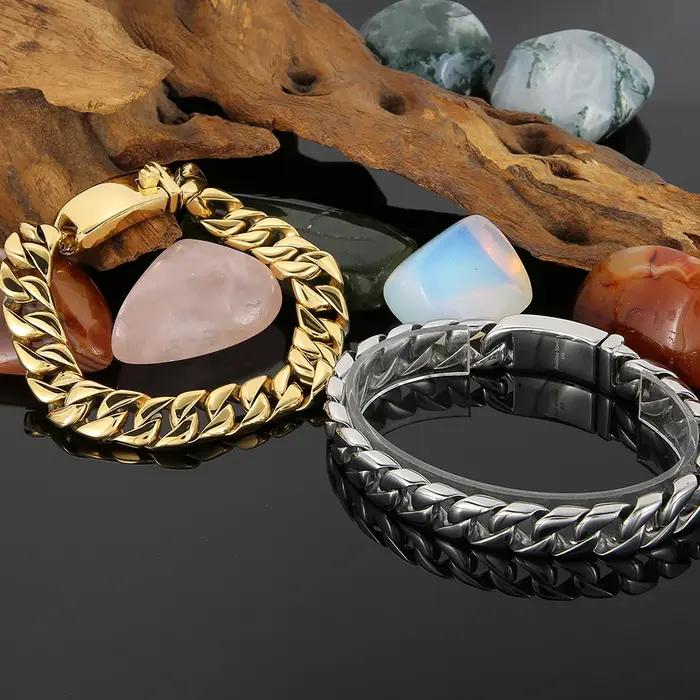 Bracelet de luxe couleur or pour hommes