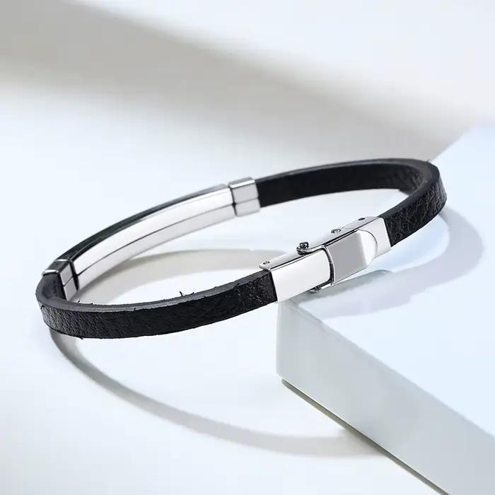 Bracelet d'identification de gravure Simple pour hommes