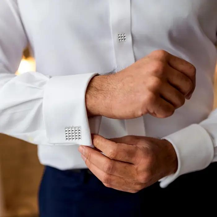 HAWSON – ensemble de boutons de manchette carrés en métal pour hommes