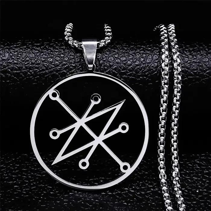 Azazel Sigil pendentif collier couleur argent en acier inoxydable collier pendentif femmes/hommes sy