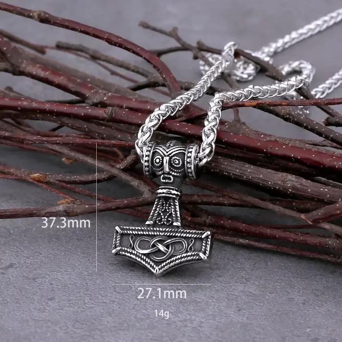 Collier Injecteur Celtique Nordique Vintage pour Homme, Amulette Rune, Pendentif en Acier Inoxydable, Mjolnir, Hip Hop, Punk, Viking, Bijoux Cadeau