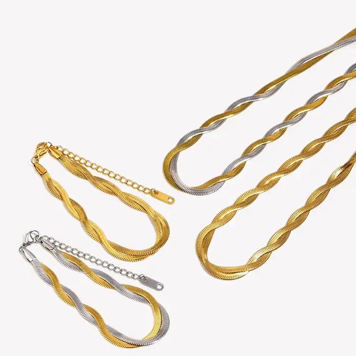 E.B.belle – collier ras du cou tressé en os de poisson pour femme, couleur or et argent, boutique officielle, bijoux en acier inoxydable