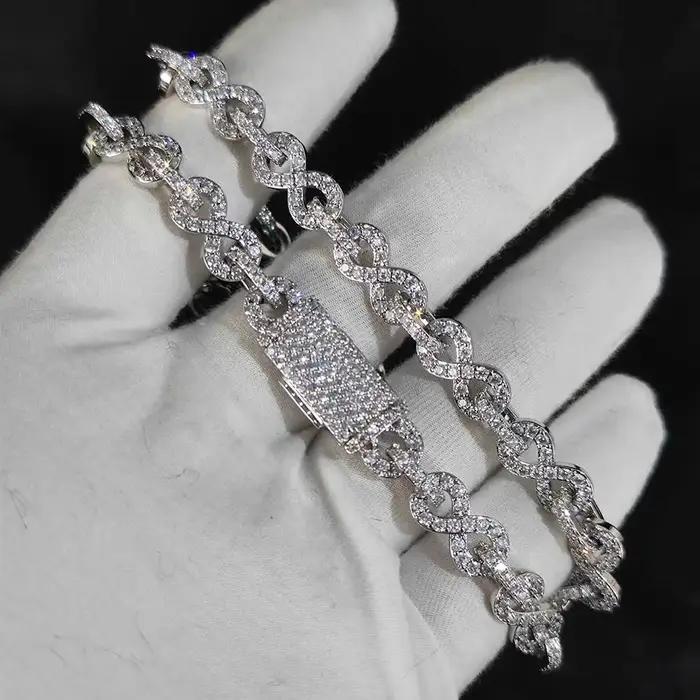 Collier Infini 6mm en Bijoux Fins pour Femme, Chaîne Cubaine Bling Iced Out à 8 Maillons, Cadeau Hip