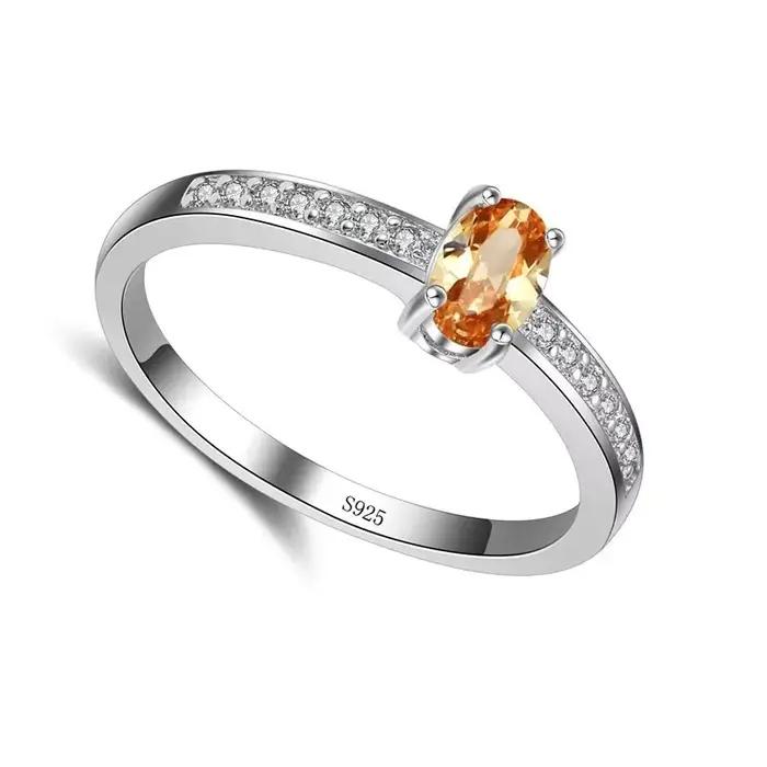 Bague de promesse en argent Sterling 925 sertie de zirconium orange et jaune pour femmes et filles occasions spéciales anniversaires fiançailles mariage