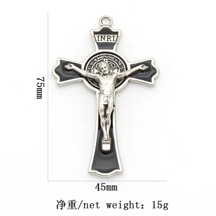 Diyalo 1 PC religieux or argent couleur exorcisme Saint benoît Crucifix croix pendentif breloques pour bricolage chapelet collier bijoux pièces