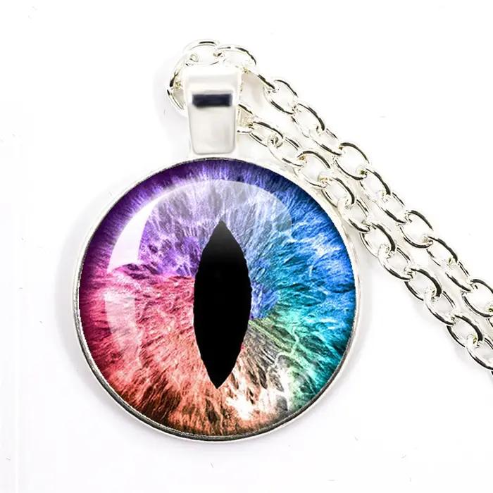 Collier mauvais œil bleu Violet vert Sauron Dragon Eye colliers verre Cabochon pendentif