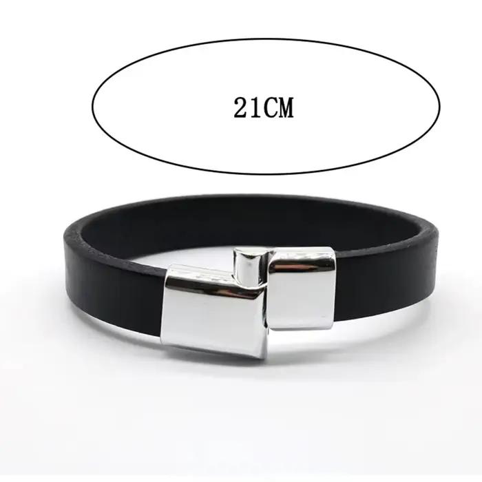 Bracelet en cuir de vache vintage simple pour hommes polyvalent avec boucle magnétique accessoire de bijoux tendance de rue pour homme occassions spéciales