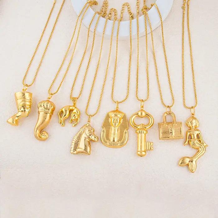 Pendentif plaqué or de luxe avec chaîne, bijou hip hop rock pour femmes et hommes, cadeau pour occasions spéciales