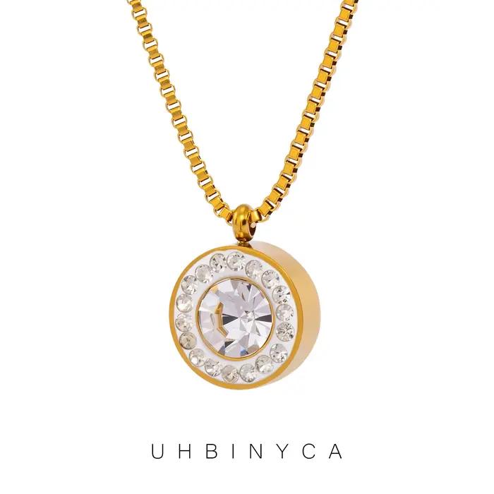 Collier en acier inoxydable plaqué or 18 carats avec pendentif CZ pour femmes romantique et hypoallergénique occasion spéciale quotidienne