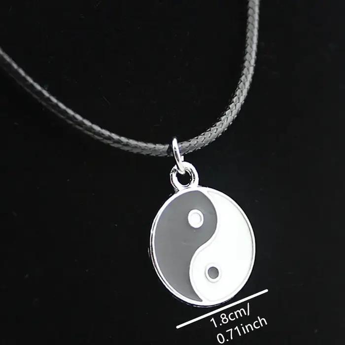 Collier Yin Yang Bagua en alliage avec design en forme de goutte et chaîne