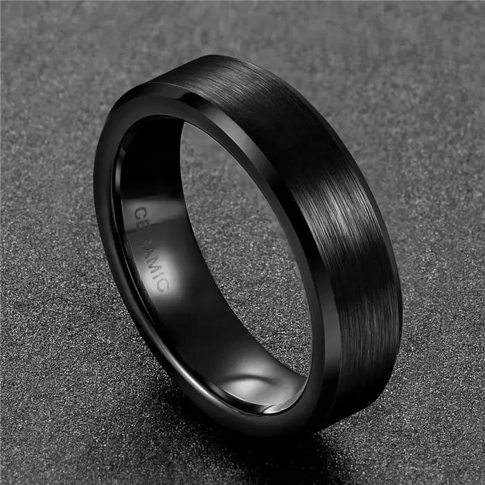 Somen brossé noir anneaux hommes Bague en céramique 8mm/6mm/4mm amoureux alliance