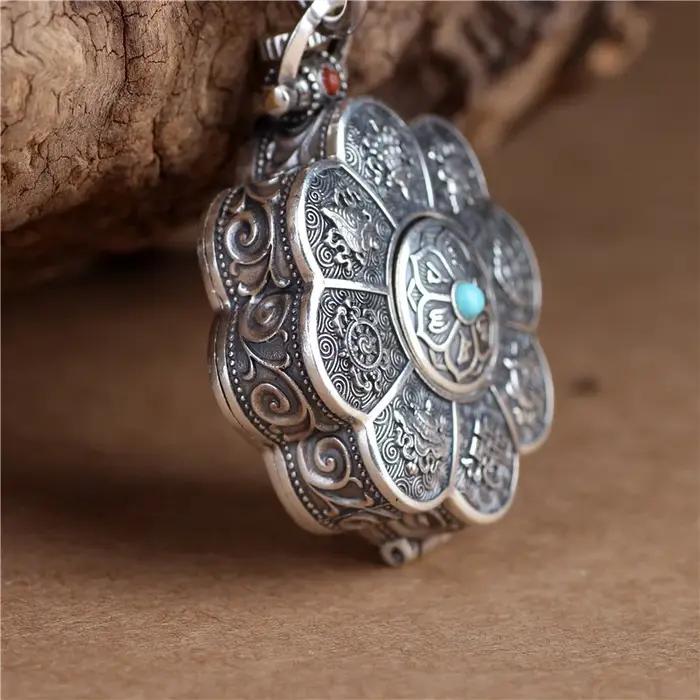 Collier mantra rotatif vintage pour hommes et femmes
